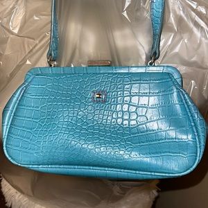 Vintage Y2K, 2000’s mini Tommy Hilfiger purse fox alligator skin blue